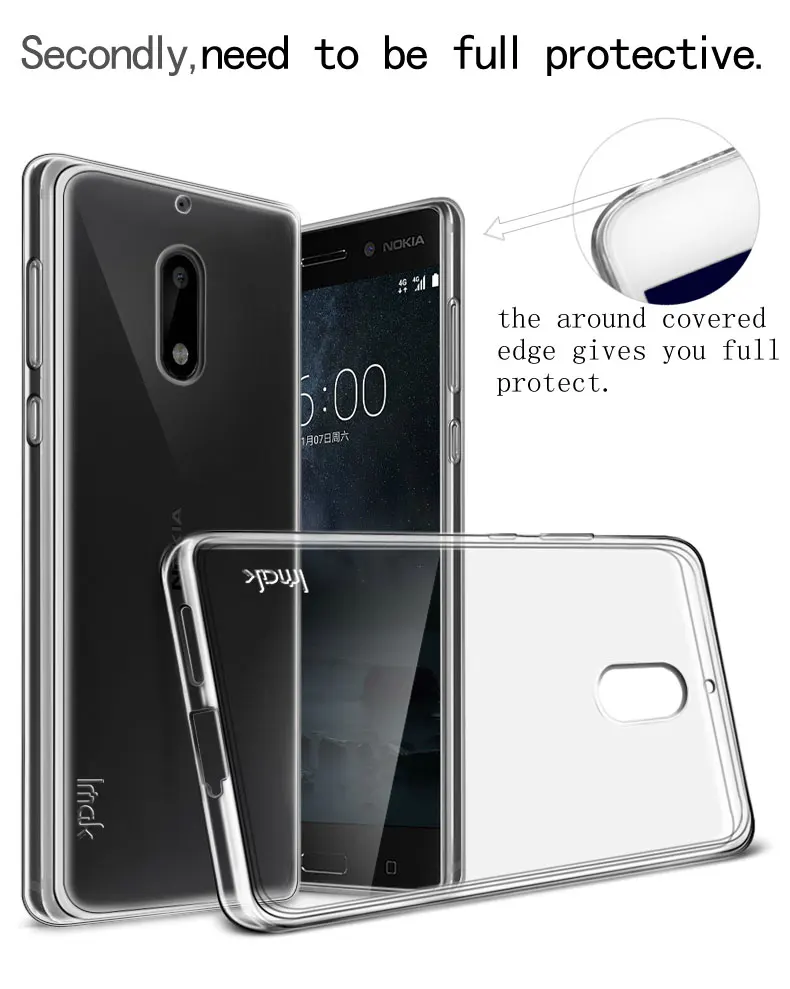 IMAK Ultra Thin Soft TPU Case For Nokia 6 Transparent Back Cover Skin for Nokia6 Silicone Cases  (3)