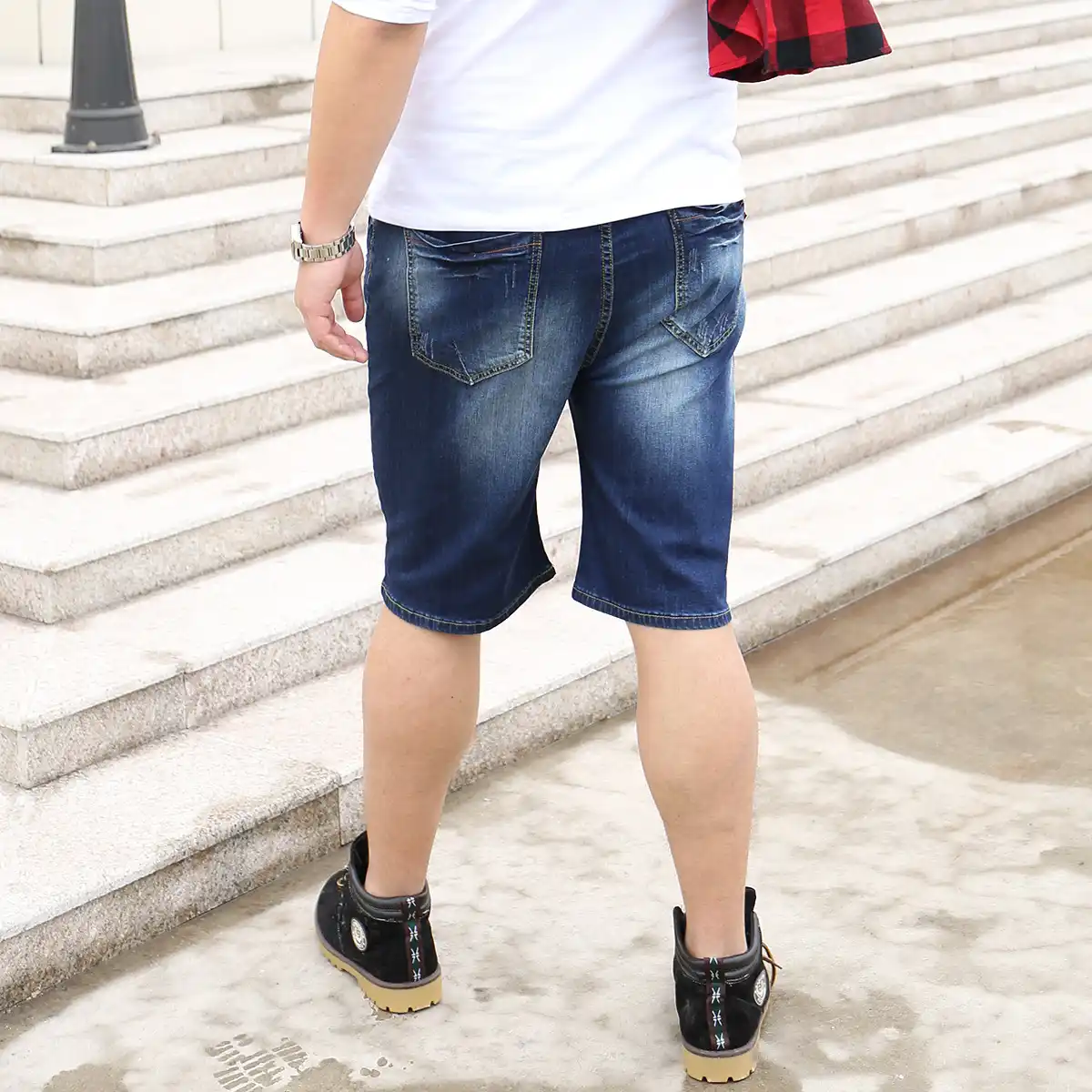 fat man in jean shorts