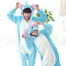JINUO/ зимняя Фланелевая пижама синего цвета со слонами из мультфильмов для взрослых и детей, комбинезон, одежда для сна, семейная одежда