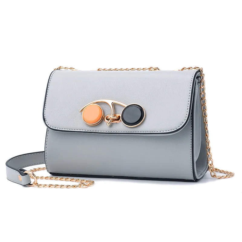 

Women's new high quality PU leather shoulder bag Wild Korean version of the shoulder chain bag Youth solid color lock mini bag