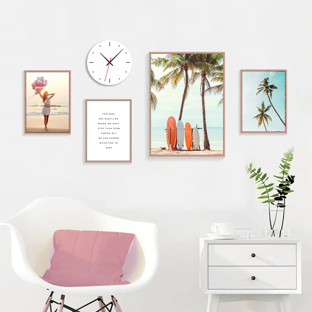 

Beach Girl Surf Pictures Canvas Painting Quotes Posters And Prints Palm Tree Painting Poster Scandinavian Home Decor Unframed
