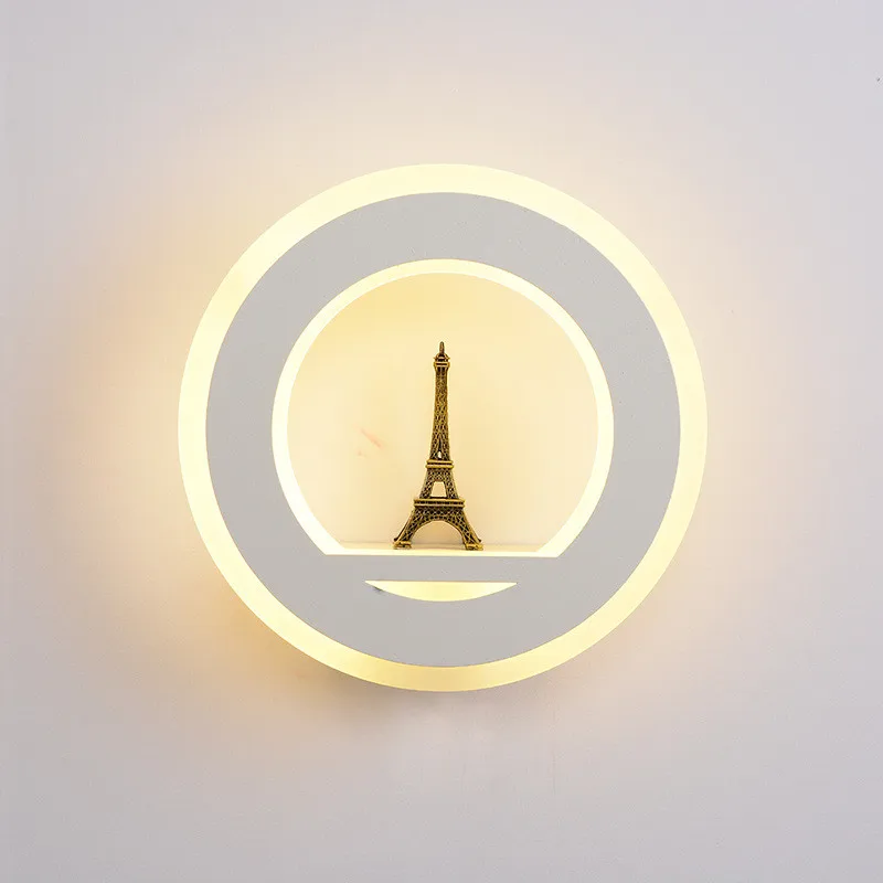 

SXZM 19W Led wall light AC85-265V Eiffel Tower Acrylic Round indoor decorative lamp for Bedroom.Study,Foyer