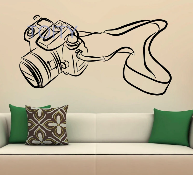 Photo Camera Wall Vinyl Decal Studio Sticker Home Decor Bedroom Murals H57cm x W108cm/22.5&quot 42.8&quot | Дом и сад