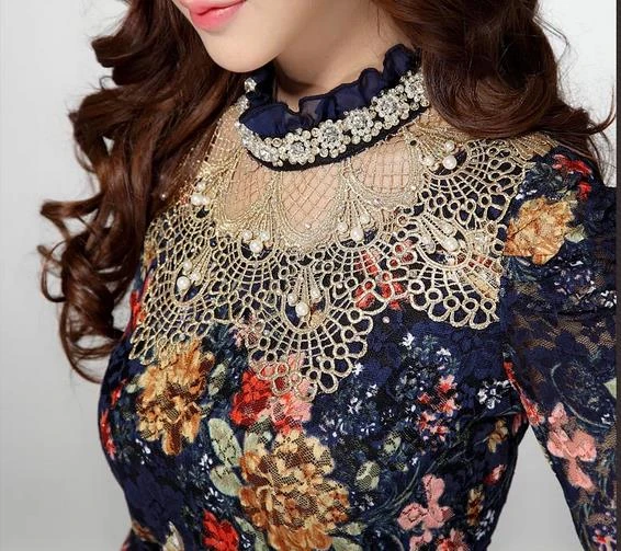 Blusas Femininas 2017 Camisas de Encaje Batas e Blusas Blusas De de Malla de Diamantes Vintage Bordado Foral Plus Size Tops|blusa diamond|top topblusa bata feminina - AliExpress