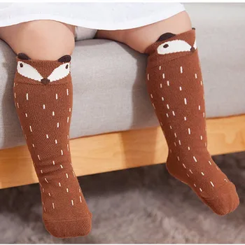 

1 Pair Unisex Lovely Cute Cartoon Fox Kids baby Socks Knee Girl Boy Baby Toddler Socks animal infant Soft Cotton socks 0-3 Y