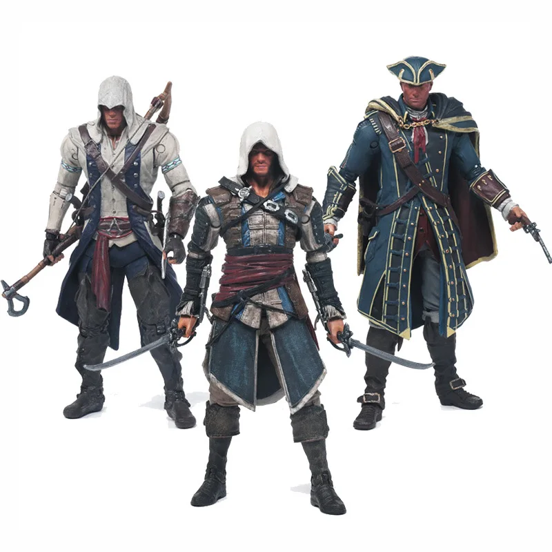 Free Shipping Assassins Creed 4 Black Flag Connor Haytham Kenway Edward Kenway PVC Action Figure font