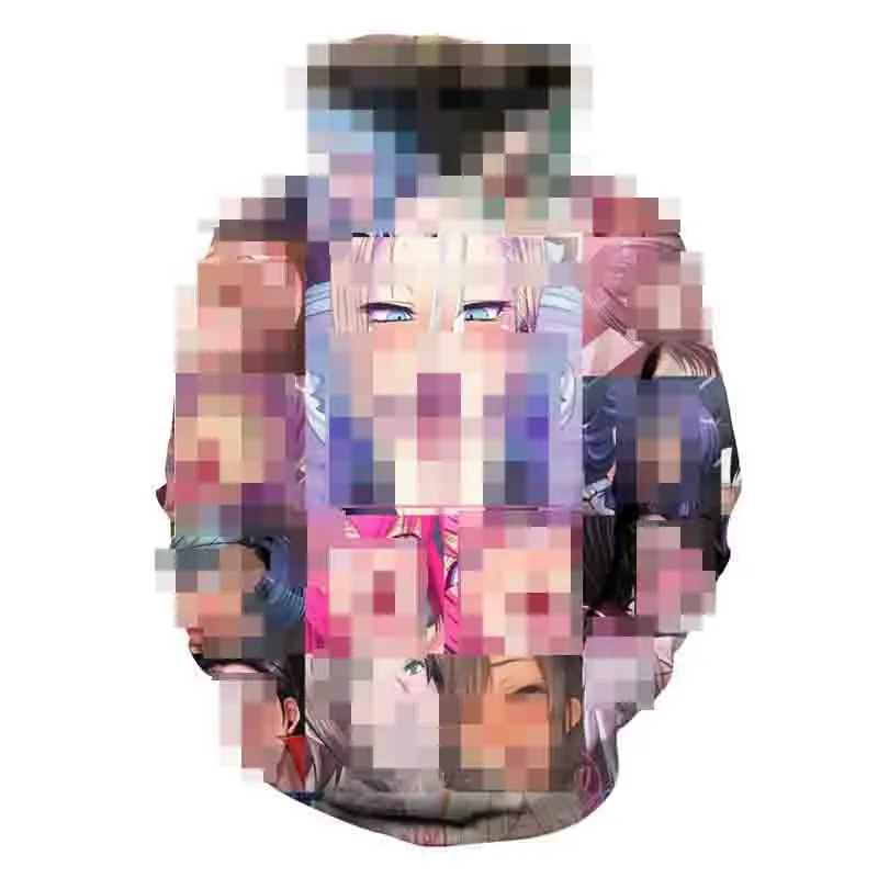 Funny 3D Print Women Men Ahegao Print Hip Hop Sweatshirt Girl Shirt Homme Harajuku Cartoon Hoody Ho