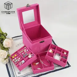 Casegrace классический коробки для хранения косметики замша квадратный 3 ящик слои кольцо ожерелье Организатор женщин девушки sp01103