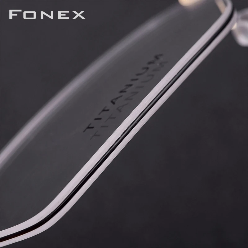 FONEX Титан сплав очка в очках Для мужчин полуоправы ретро солнцезащитные очки по