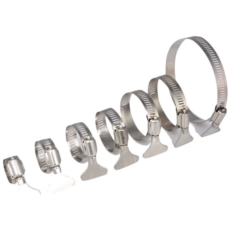 

10x Stainless Hose Clamps Clip Pipe Tube Hose Collar Clip Strap with Swivel Key Handle SUS304 Dia.10mm - 178mm Custom Made