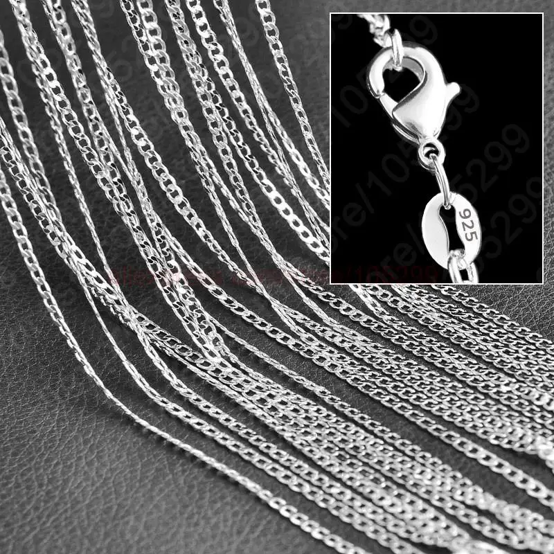 

Wholesale 10PCS 16-30 Inches Men's NK Curb Chains 925 Sterling Silver Fine Jewelry Necklace Chains+Lobster Clasps Stock