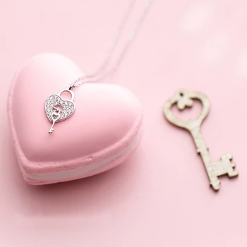 

Key Pendants Necklace 925 Silver Heart Choker Kolye Charm Vintage Boho Bijoux Femme Collier Necklace Women Joyas Jewelry