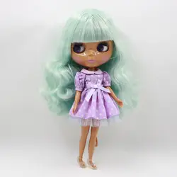 Бесплатная доставка Нормальное тело Обнаженная кукла 230BL4006136 мятный микс белые волосы, зеленый прическа с челкой, волнистые волосы