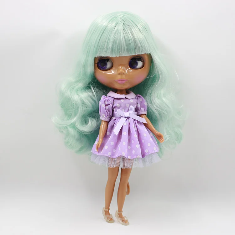 

Free shipping normal body nude doll 230BL4006136 mint mix white hair, green hair with bangs, wavy hair, nude blyth doll