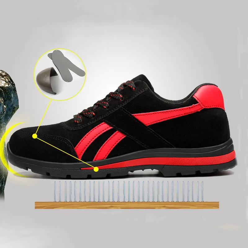 

Safety Shoes Men's Steel Toe Lightweight Anti-smashing Unisex Work Sneakers breathable wear-resisting casual shoes Work shoes