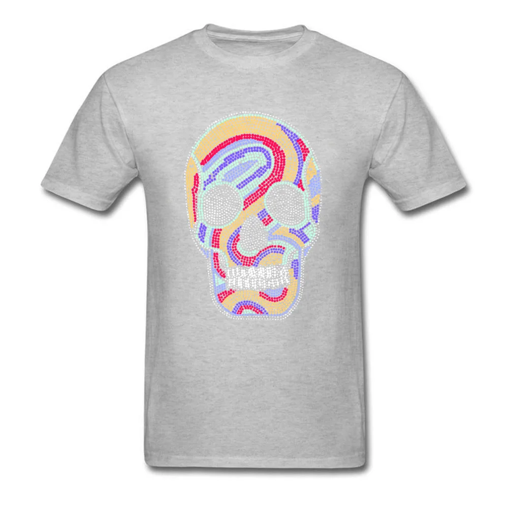 Casual Short Sleeve Tops Shirts Summer Autumn Crewneck Cotton Men's Tshirts psychedelic skull Casual T-Shirt 2018 New Fashion psychedelic skull grey