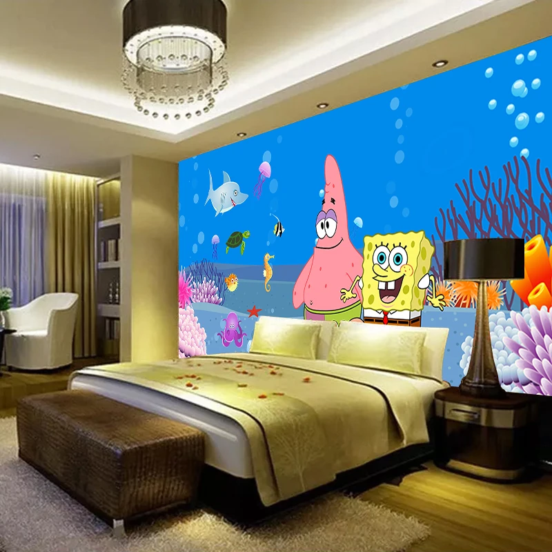Jiashemeiju 3d Photo Wallpaper Spongebob Children S Room Cartoon Wall Decor Paper For Kids Bedroom Stereoscopic Papel De Parede Wallpapers Aliexpress