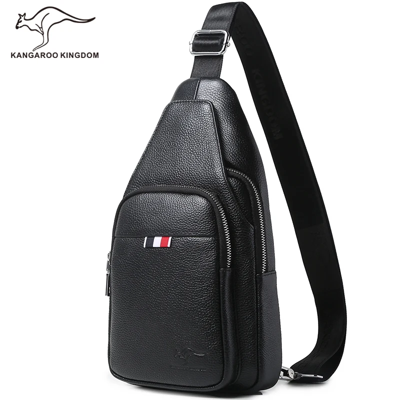 

KANGAROO KINGDOM Famous Brand Men Bag Genuine Leather Chest Bag Business Male Crossbody Shoulder Messenger Bags