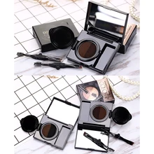 Двух-цветовая палитра Водонепроницаемый натуральных бровей porwder Набор для бровей, профессиональный макияжная подводка для глаз карандаш со щеточкой