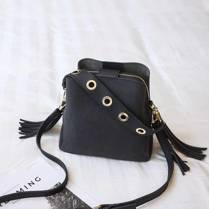 2 сумки женские универсальные косой Tide сумка-корзинка пакет Матирующая кожа пакет сумка на одно плечо женщина S064 - Цвет: black