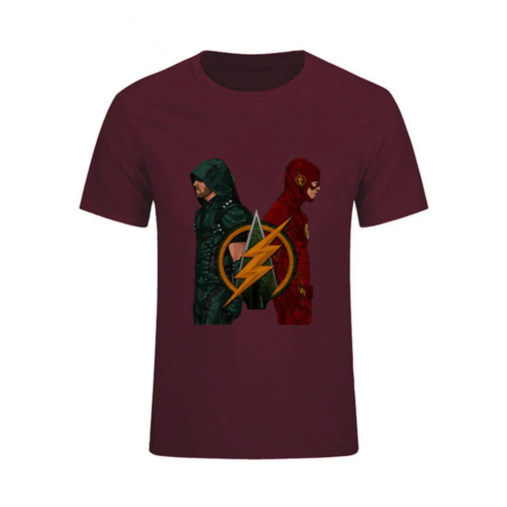 

2018 Creative Design The Flash & Arrow Group T shirt men Flarrow Combination T-shirt Mens Summer Cheap Clothes