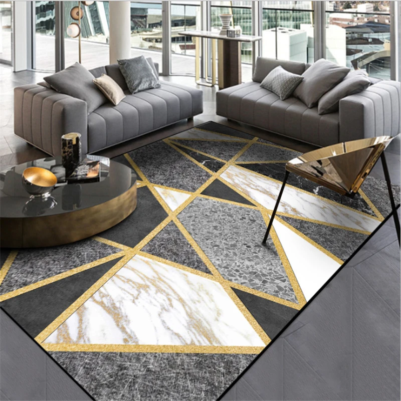 European Marble Pattern Gold Line Carpet Carpets For Living Room Sofa Coffee Table Rug Home Decor Study Room Floor Mats Non-slip European Marble Pattern Gold Line Carpet Carpets For Living Room Sofa Coffee Table Rug Home Decor Study Room Floor Mats Non-slip