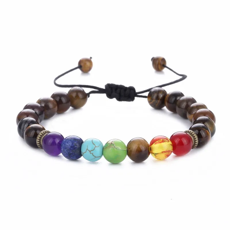 

Natural Stones 7 Chakras Bracelets for Men Diffuser Yoga Bracelet Beads Trendy Jewelry 8mm Adjustalble Size