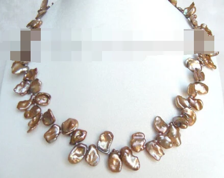 

Jewelr 004685 Butterfly 12mm champagne nautral SOUTH Reborn keshi pearls necklace