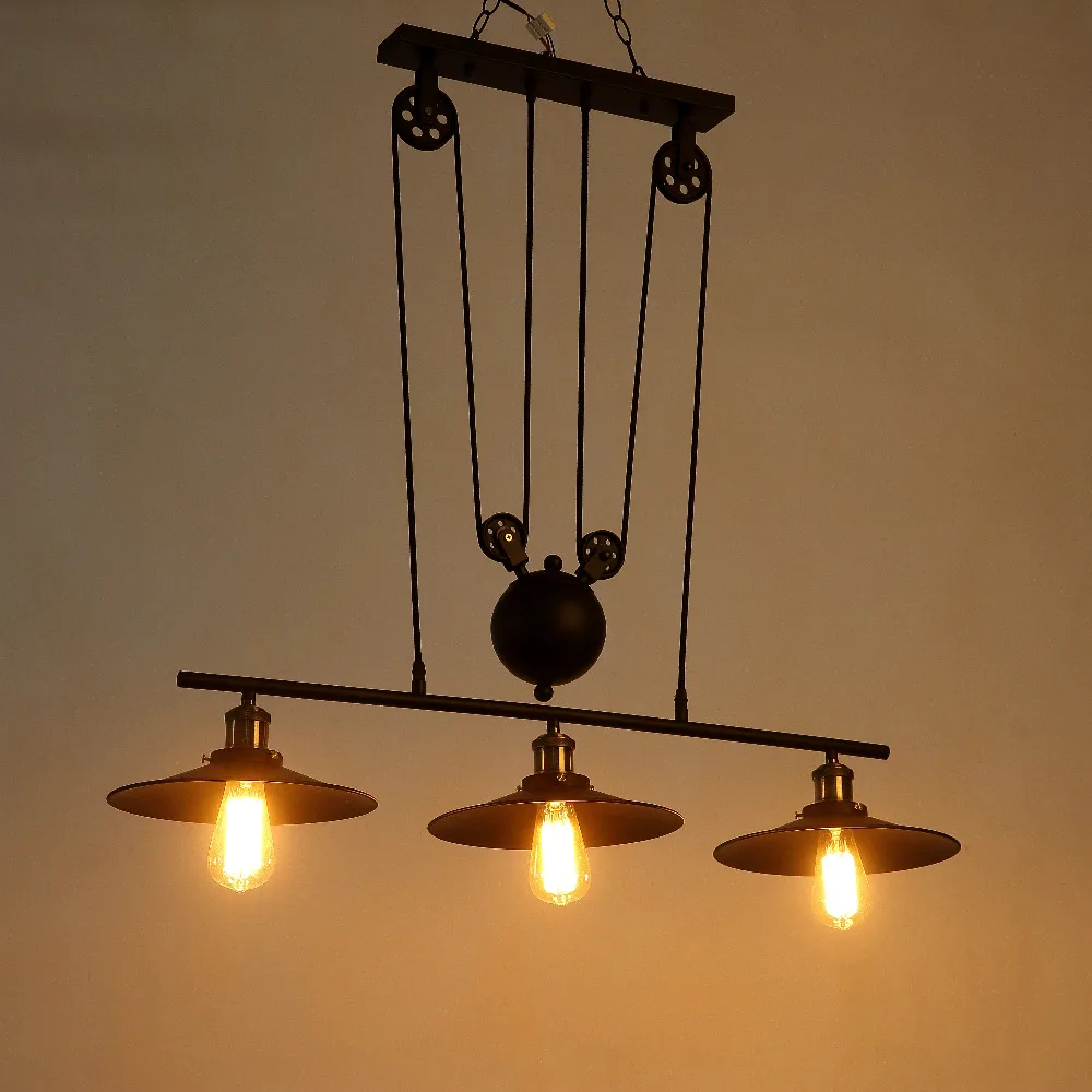 New Loft America Pulley Lifting Pendant Lights Creative Industrial Vintage lighting for Dining Room/bar/restaurant Kitchen /cafe