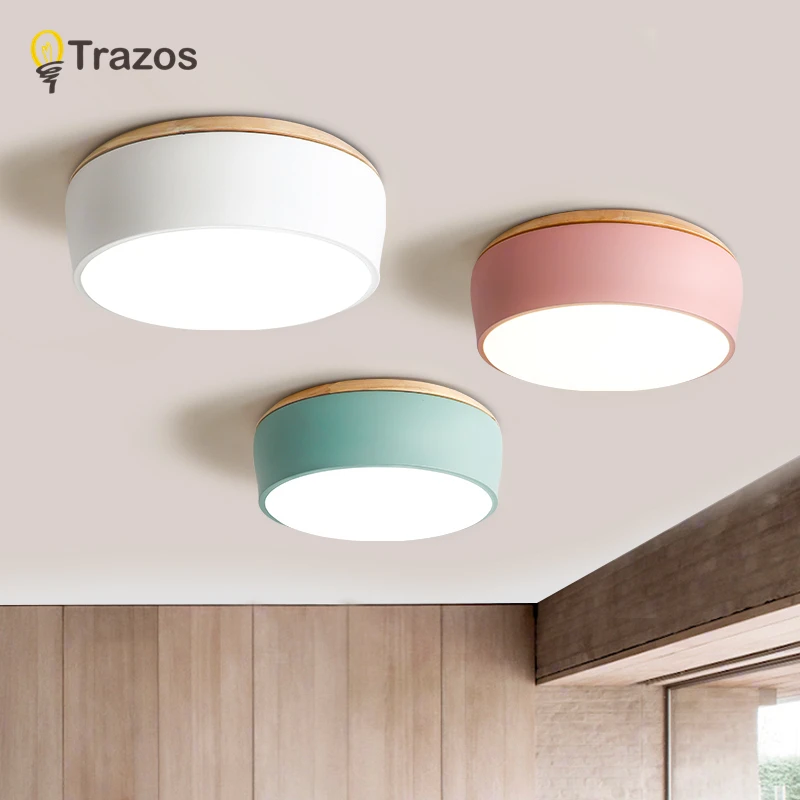 

TRAZOS Modern Round 220V LED Ceiling Lights For Living Room Surface Mounted White Ceiling Lamp Black Bedroom Lighting Fixtures