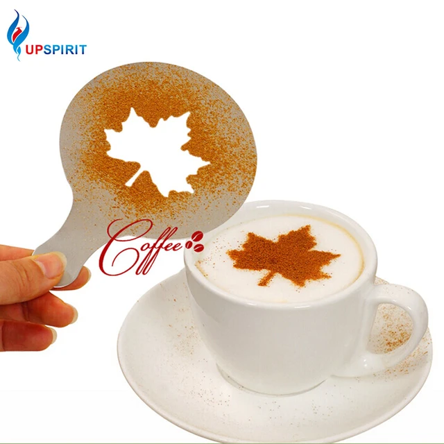 Special Offers Upspirit 16Pcs/Set Mold Coffee Milk Cake Cupcake Stencil Template Coffee Cappuccino Template Gusto Strew Pad Duster Spray Tools