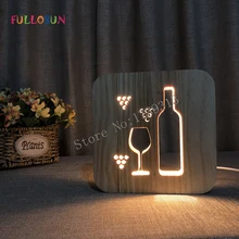 LED Sleep Light Rocket Coffe Wine Wooden Carving 3D Lamp for Children's Night Lights Holiday Present LED Sleep Light Rocket Coffe Wine Wooden Carving 3D Lamp for Children's Night Lights Holiday Present
