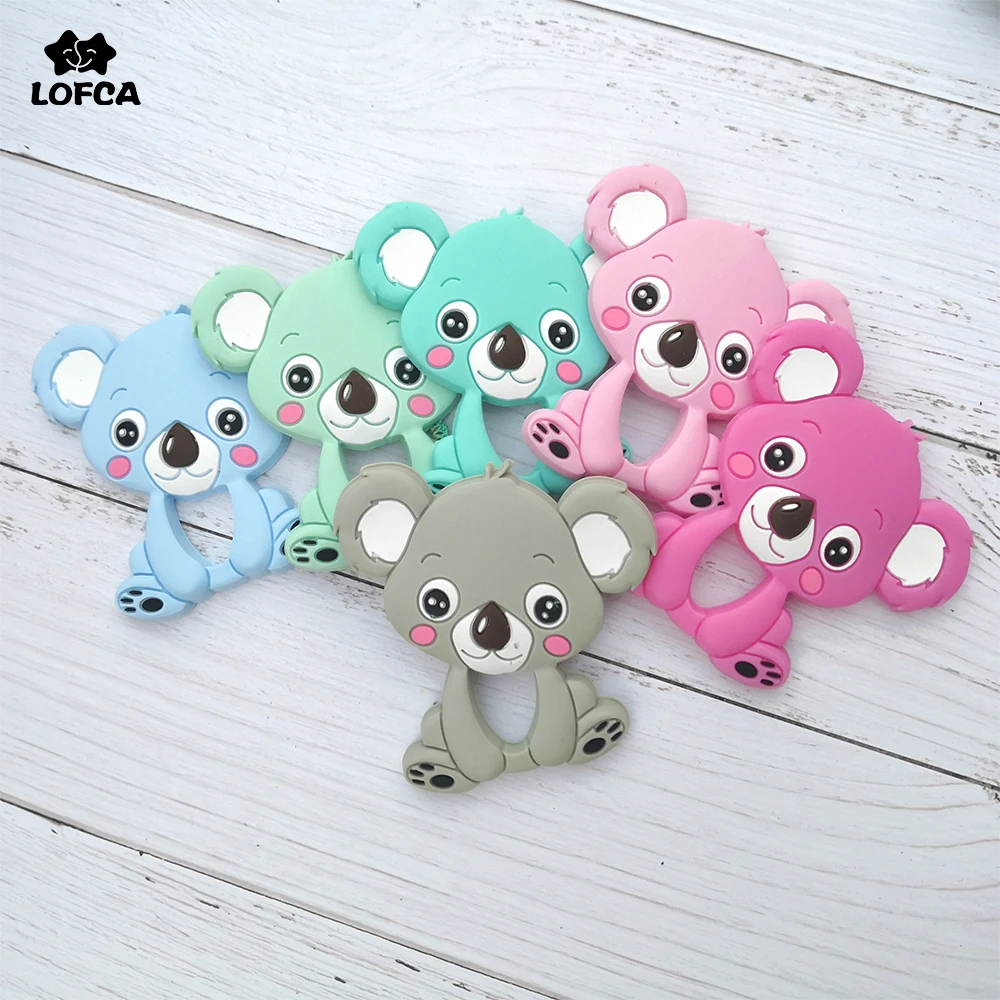 

LOFCA 1PC Silicone Teether Animal Koala Baby Teether Pendant BPA Free Chew Charms Silicone Beads Toy Gift For Teething Necklace