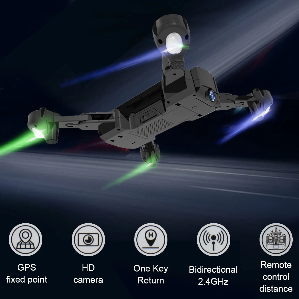 

RC Mini Foldable Drone GPS FPV With Wide Angle HD Camera High Hold Mode Foldable Arm RC Quadcopter RTF Helicopter Kid's Toy #E