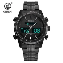 Relogio OHSEN модные электронные часы мужские водонепроницаемые наручные часы полный стальной ремешок будильник светодиодный Horloge мужские спортивные часы Montre Homme