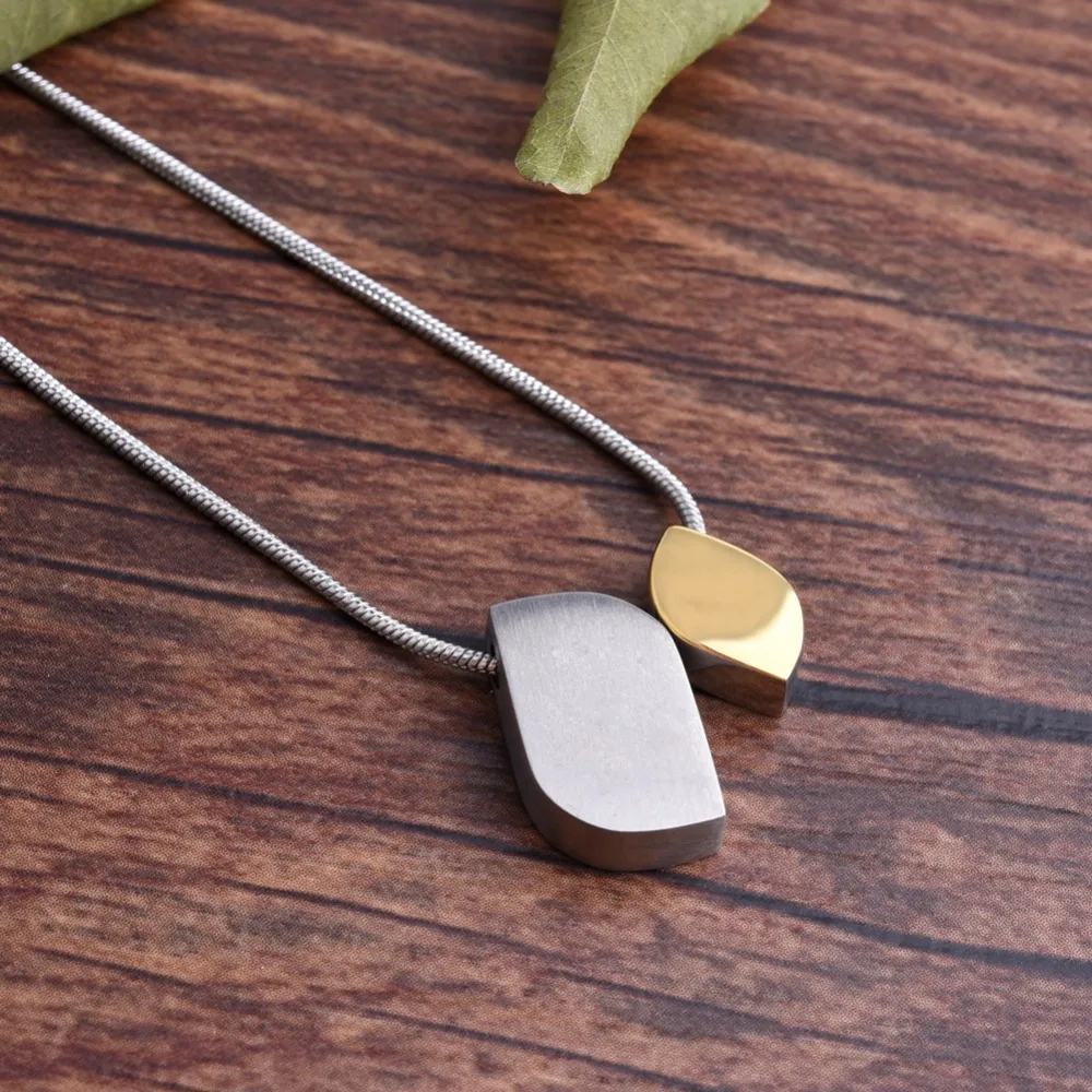 New Women 100 Pure Titanium Square Gold & Silver Color Combination Pendant Necklace Female