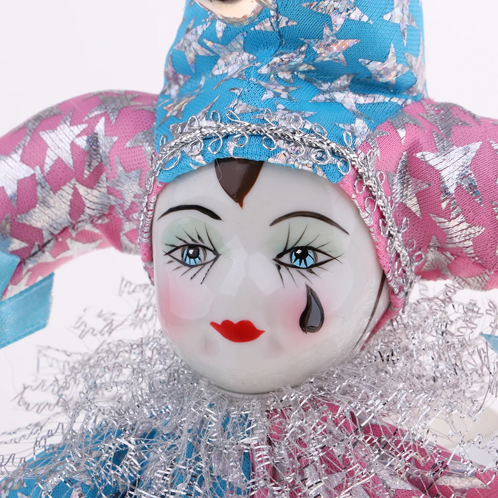 20CM Italian Doll Porcelain Clown Figures Artware Fit for Valentine Gift, for Home Office Display Decorations Ornaments