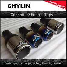 2PCS 63mm Inlet 89mm Outlet Remus Universal Stainless Steel Car Rear Blue Exhaust Pipe Tail Muffler Tip For Car Automobile Tip