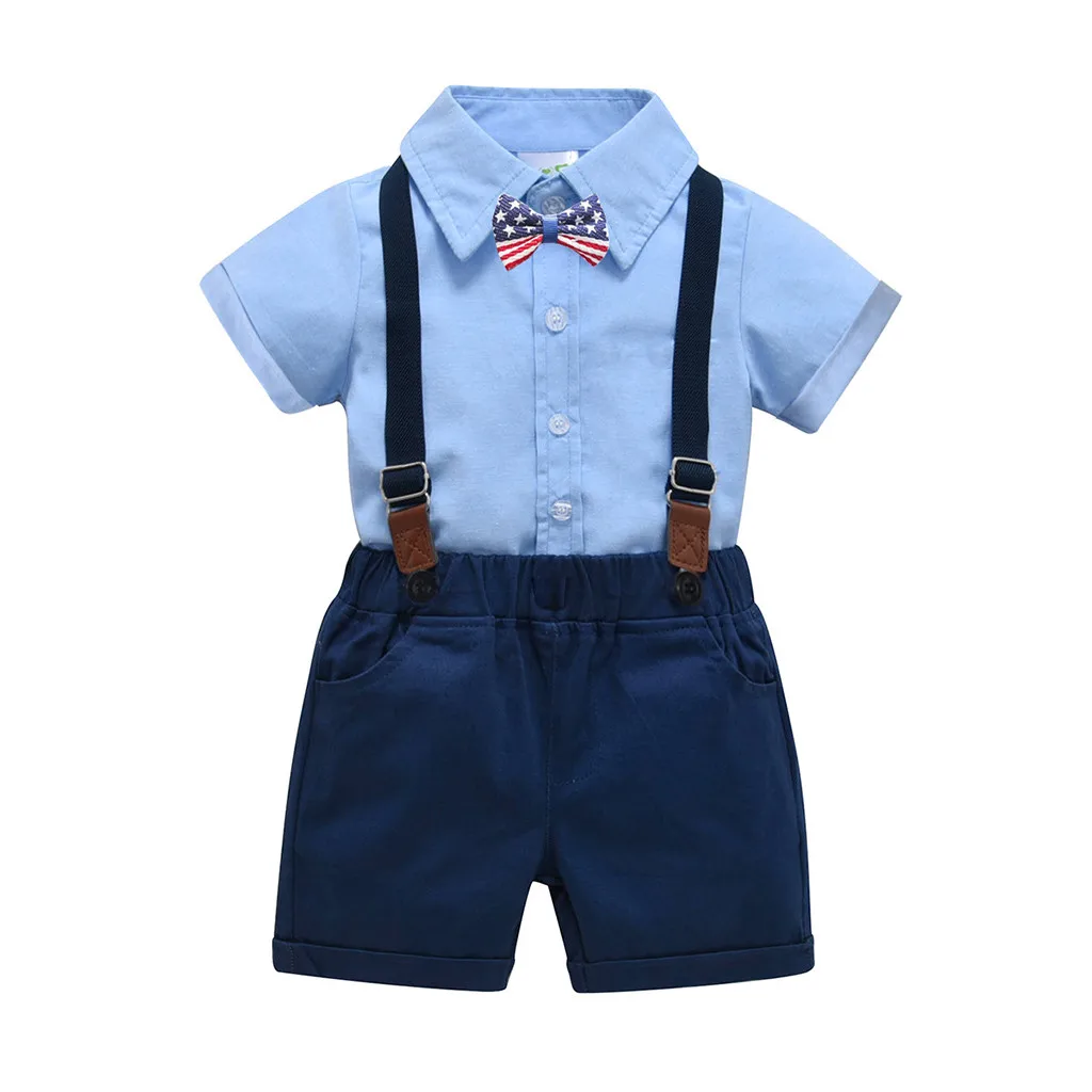 

Children Boys Summer Gentleman Clothes Toddler Baby Boy Kids Gentleman Solid Bow Tops T-shirt Short Pants Outfits Set