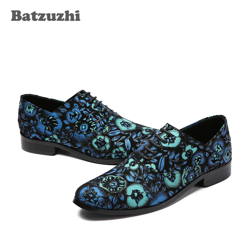 Batzuzhi/итальянская Стильная мужская обувь красного цвета, кожаная повседневная обувь с цветочным принтом, мужская обувь высокого качества