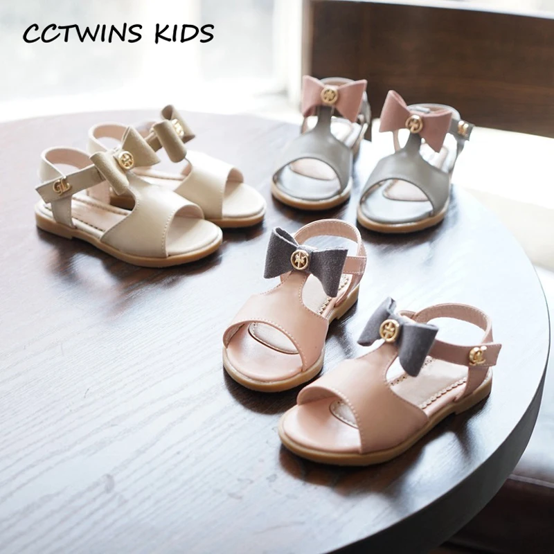 

CCTWINS KIDS 2018 Summer Girl Fashion Pu Leather Shoe Bow Slipper Children Black Sandal Baby Brand Princess Heel Toddler BP021
