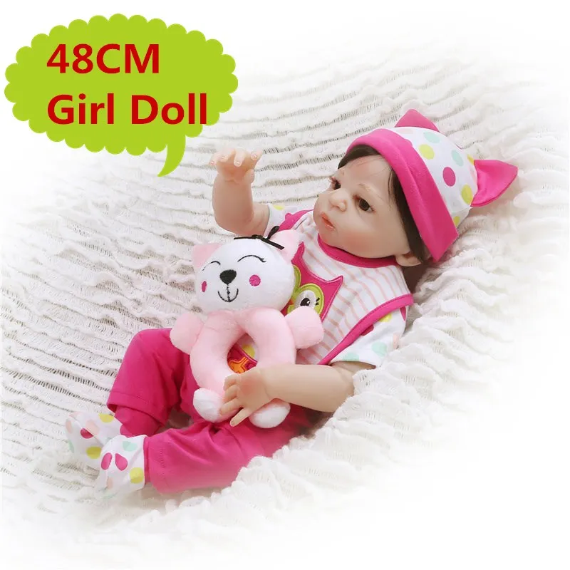 

NPK 48CM Silicone Reborn Dolls Boneca Realista Fashion Baby Dolls Kids Birthday Gift Bebes Reborn Dolls For Girls Toys