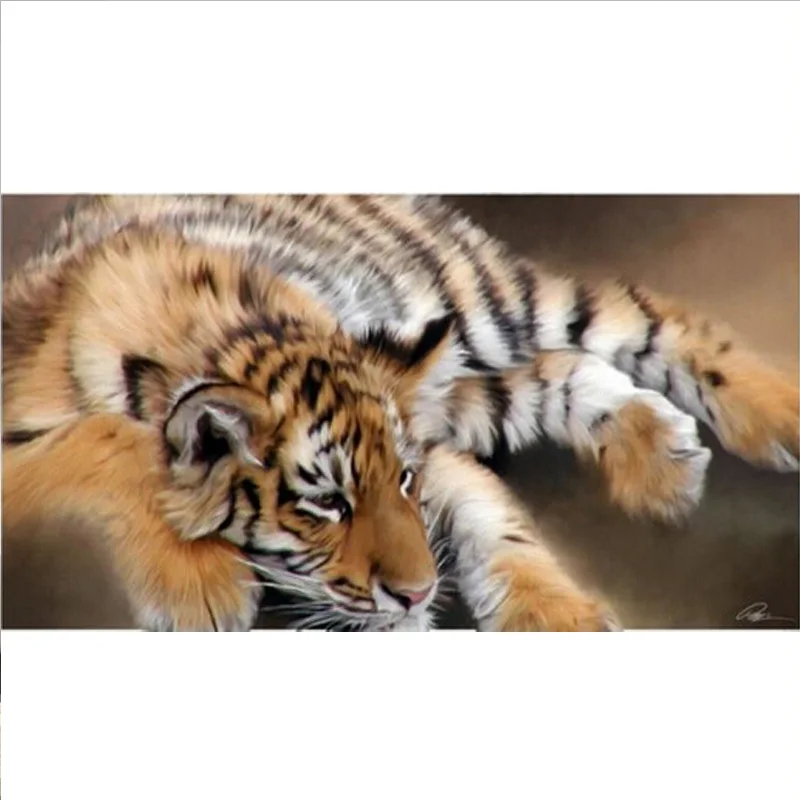 

Diamond painting Flores Crouching Tiger new Diy 3d oil painting resin crafts Cross Stitch diamond Embroidery fabric 60*30cm