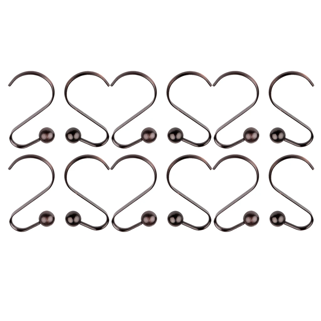 12 Piece Bathroom Iron Spherical Shower Curtain Hook Hanger Holder Bronze Decorative Antique Rack Home Ornaments