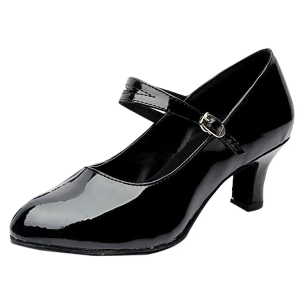 Женская обувь для вечеринок с закрытым носком; Глянцевая обувь; закрытые туфли для танго, румбы, бальных танцев; chaussure femme talon bas# L4 - Цвет: A