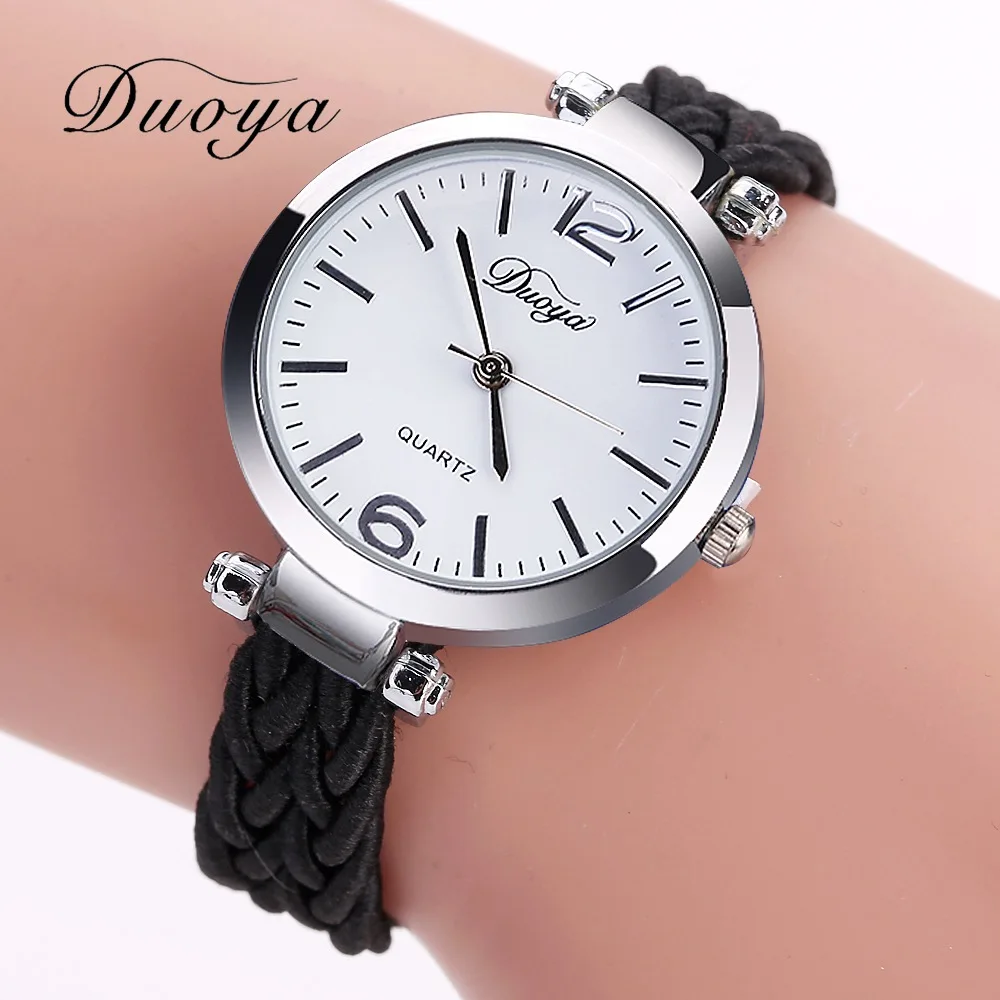 

2018 Hot Sale Fashion Casual Duoya Brand Women Watches Weaved Leather Band Quartz Wristwatch Silver Dress Female Clock DY129