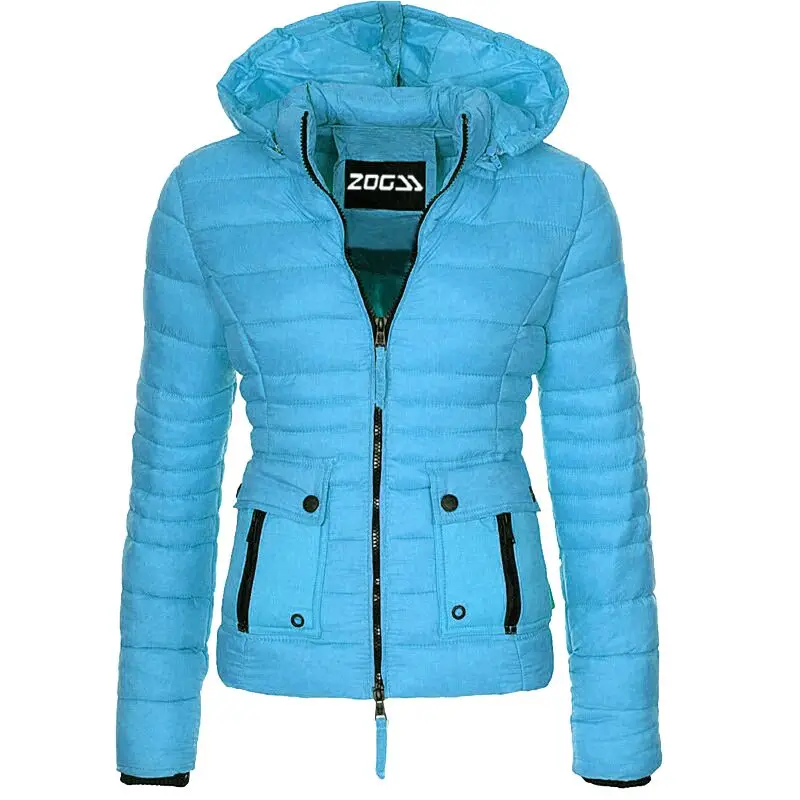 ZOGAA S-3XL, женские хлопковые парки, пальто, пуховая куртка, парка для женщин, модное приталенное однотонное пальто, верхняя одежда, женские парки - Цвет: light blue