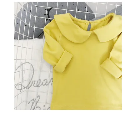 Детская футболка Топы с длинными рукавами для новорожденных девочек, модная рубашка с воротником «Питер Пэн» Одежда для маленьких девочек детская одежда футболка для девочек