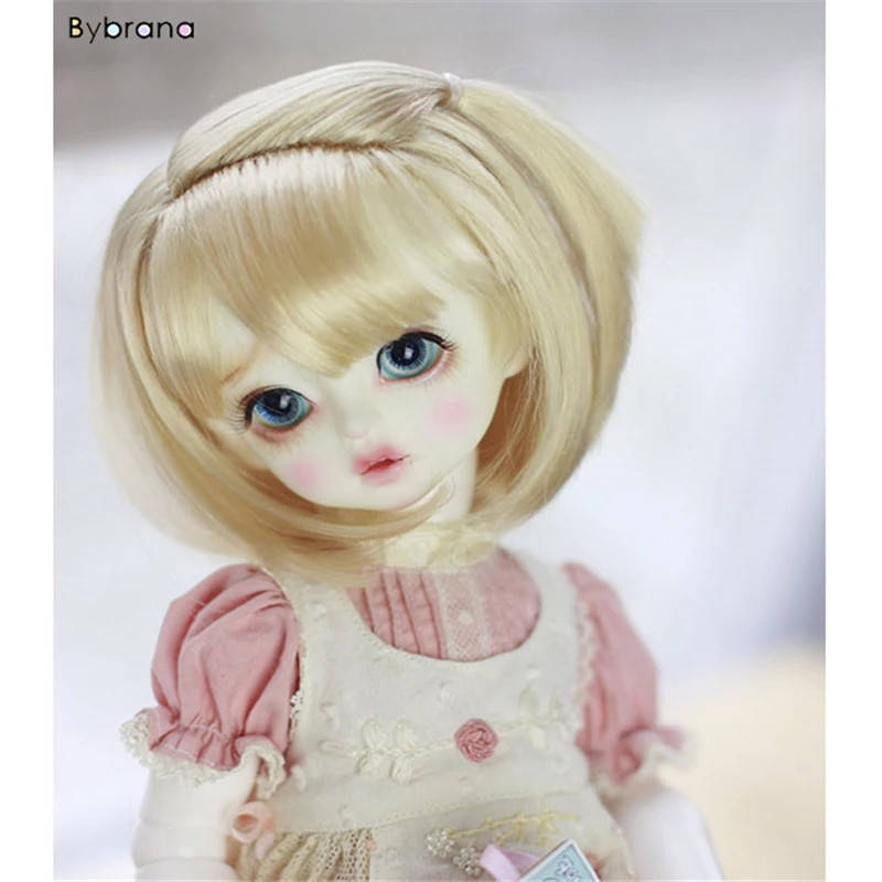 

Bybrana BJD wigs soft gold short hair wigs Imitation mohair available for 1/6 1/4 1/3 BJD MDD doll accessories