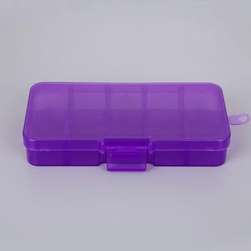 Красочные 10 сетки Регулируемый Прозрачный Пластик коробка для хранения небольших количеств компонентов швейные инструменты коробка бусины Кнопка Органайзер чехол - Цвет: Purple